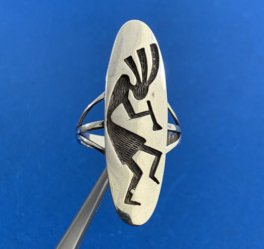 Native American Hallmarked 925 Sterling Silver Kokopelli Statement Finger Ring