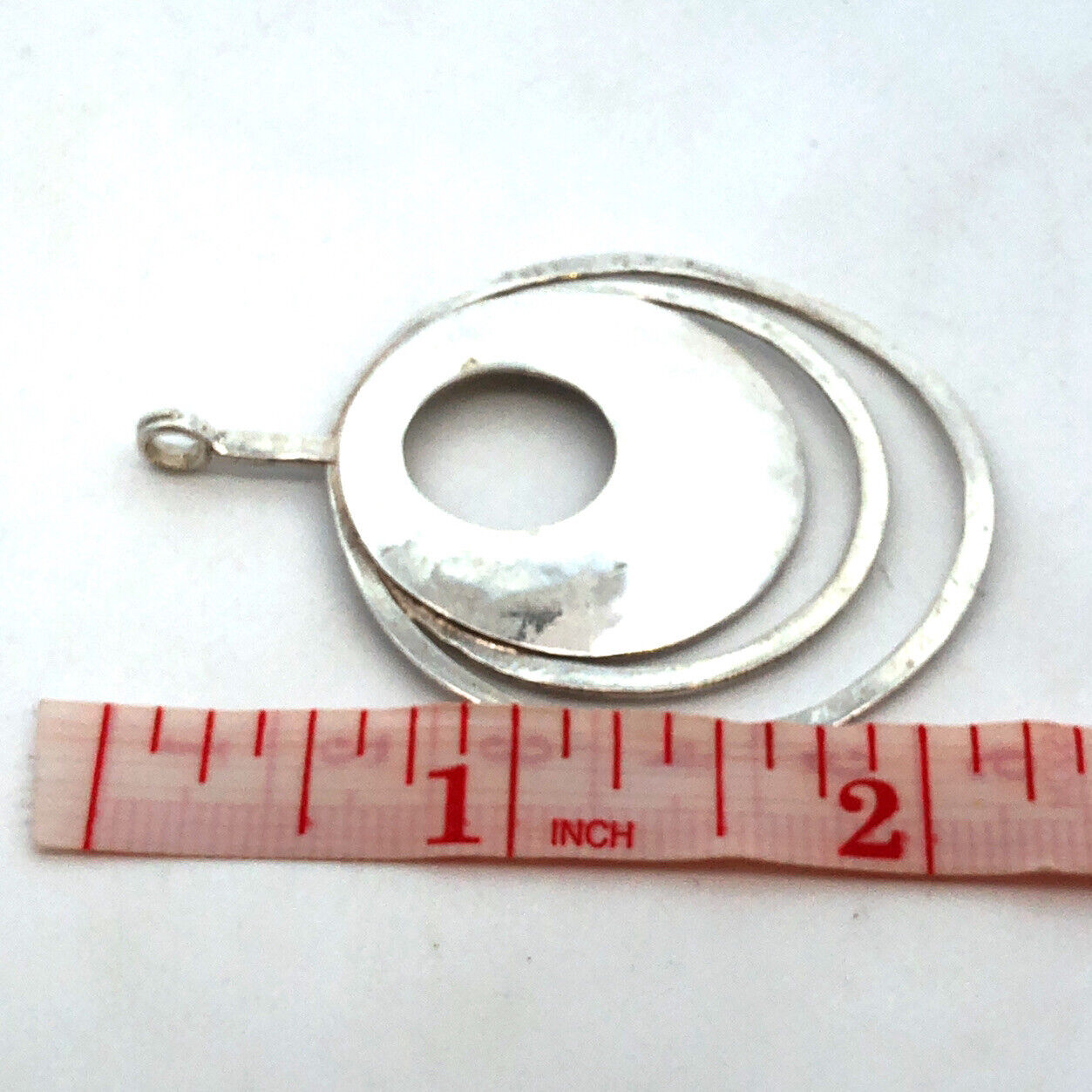 Designer 925 Sterling Silver Round Modernist Hammered Textured Statement Pendant