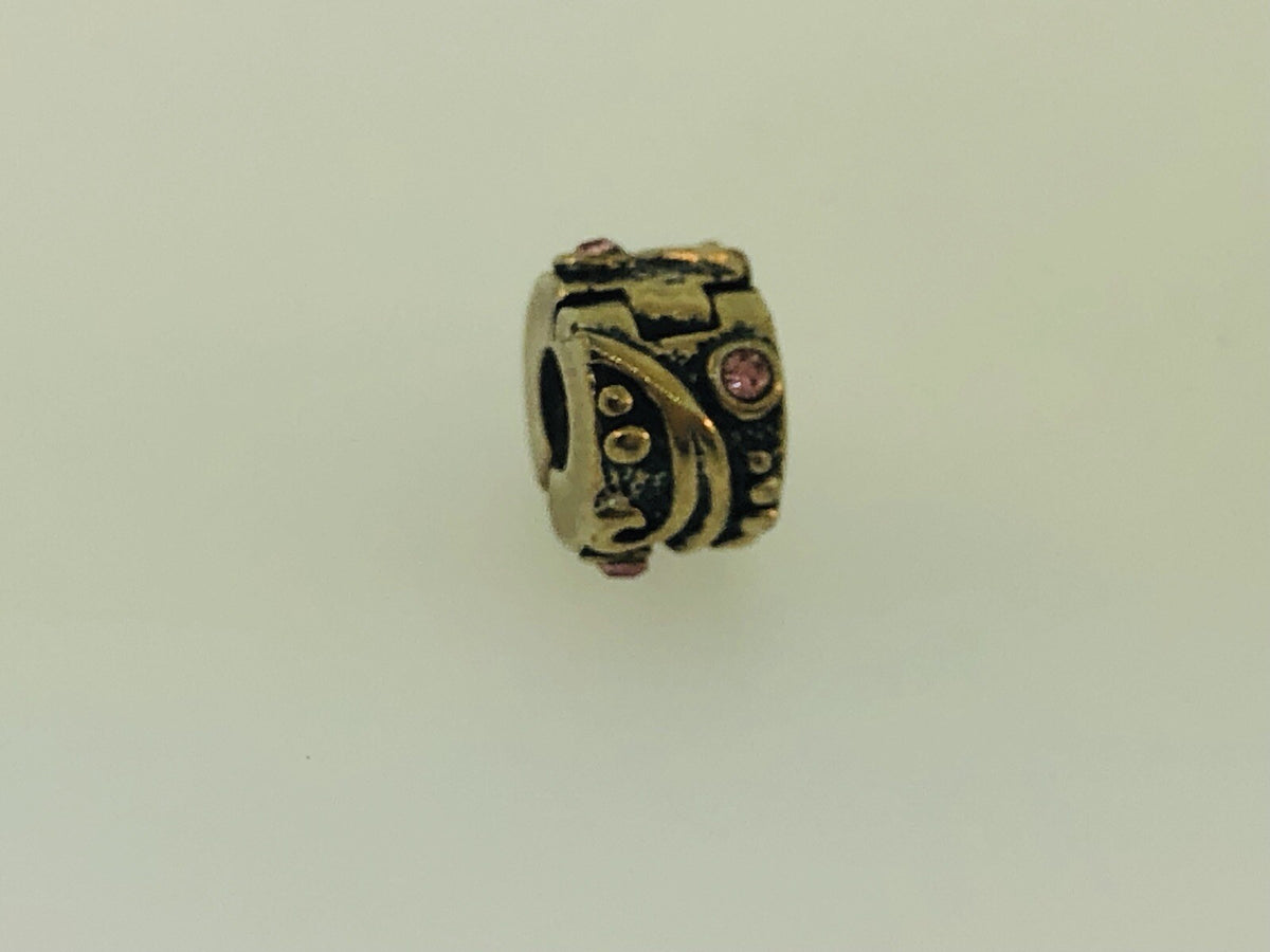 Retired PANDORA ALE Sterling Silver 925 Tendril Pink CZ Clip Bead Charm 790380