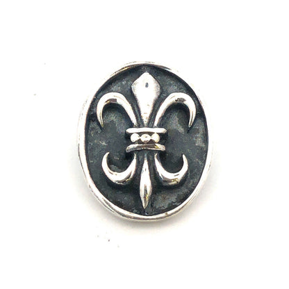 Mexican 925 Sterling Silver Fleur De Lis Oval Pendant