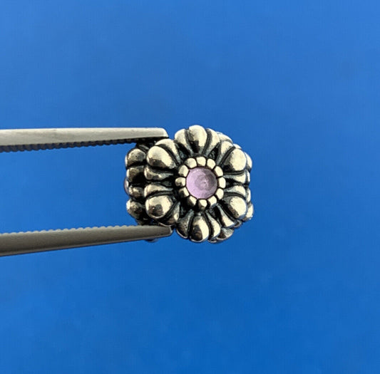 Authentic PANDORA 925 Sterling Silver Amethyst Birthday Blooms 790580AM Charm