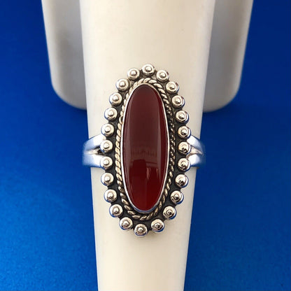 Vintage Bell Trading Post Native American 925 Sterling Silver Red Carnelian Ring