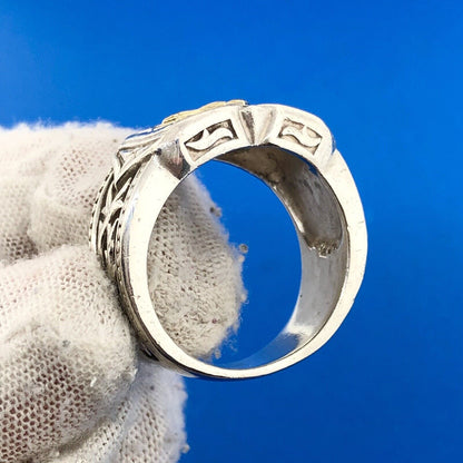 Scott Kay Sterling Silver 18K Gold Unkaged Sparta Cross Gothic Religious Ring