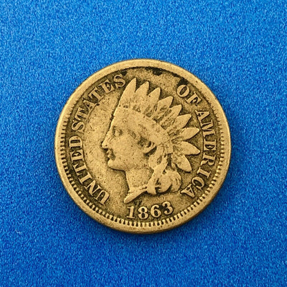 1863 Indian Head One Cent Penny Type 2 Copper Nickel Better Philadelphia Coin