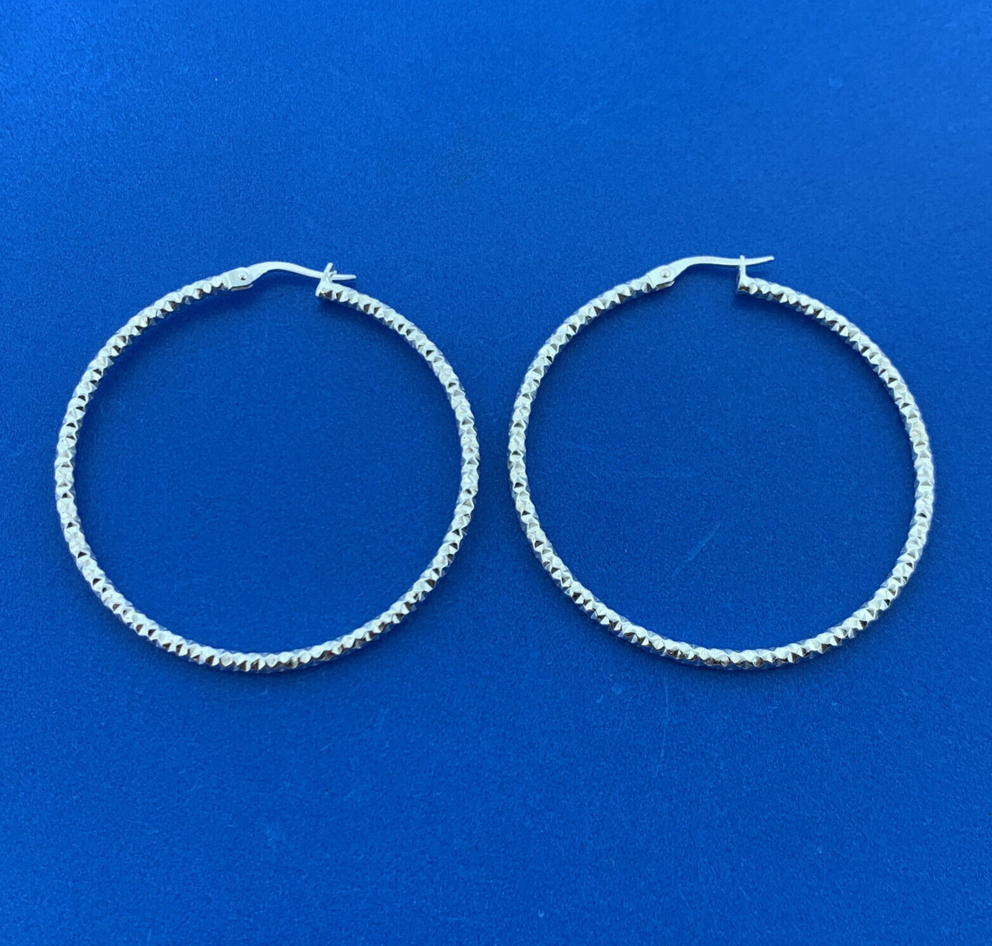 Designer Italy 925 Sterling Silver Classic Chic Fancy Etched Large Hoop Earrings