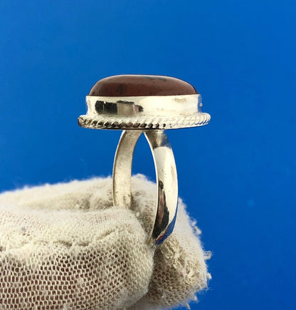 Fabulous Sterling Silver Oval Red Jasper Rejuvenation Statement Ring
