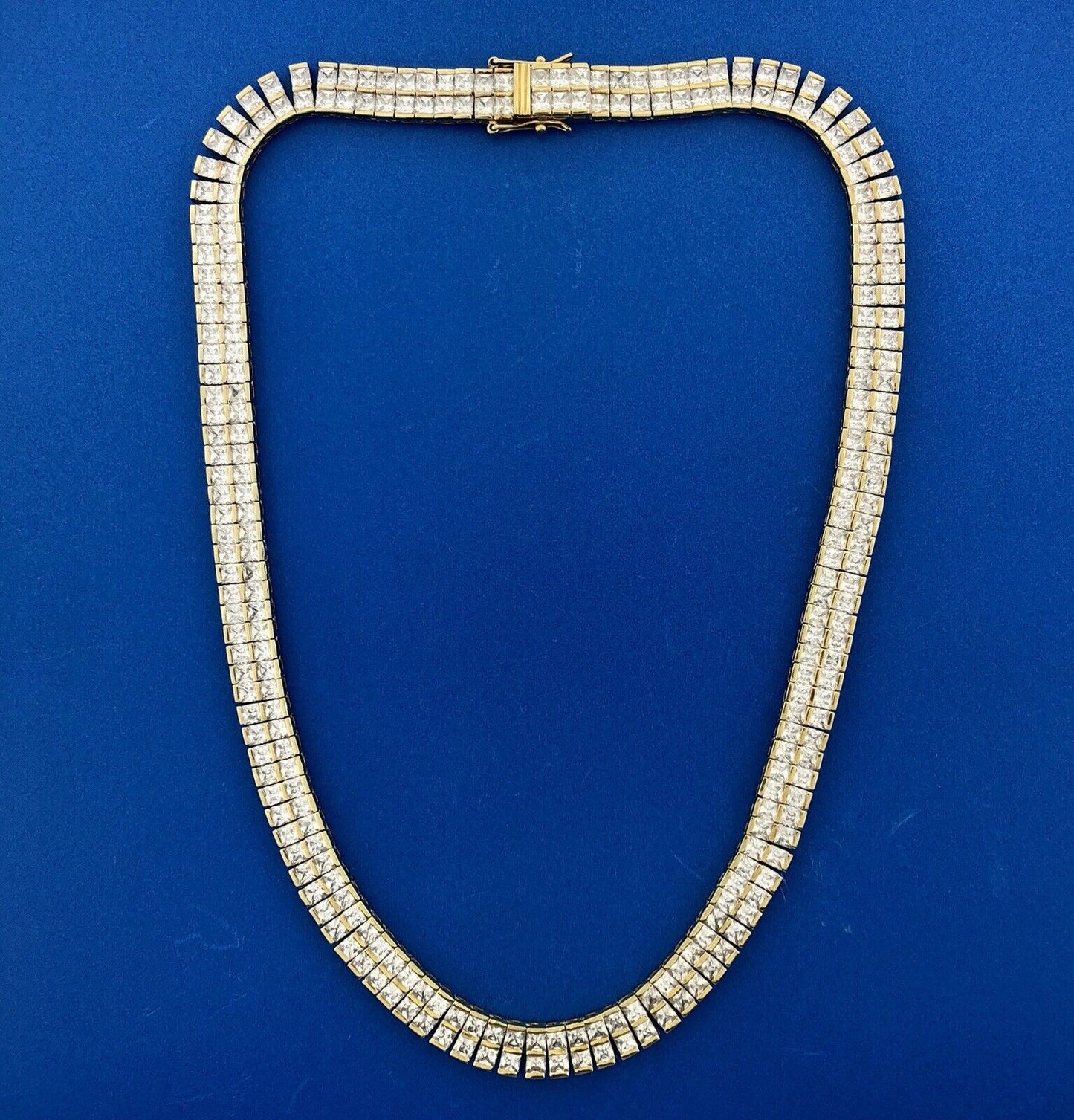 Vermeil Sterling Silver 925 Cubic Zirconia CZ Statement Collar Choker Necklace