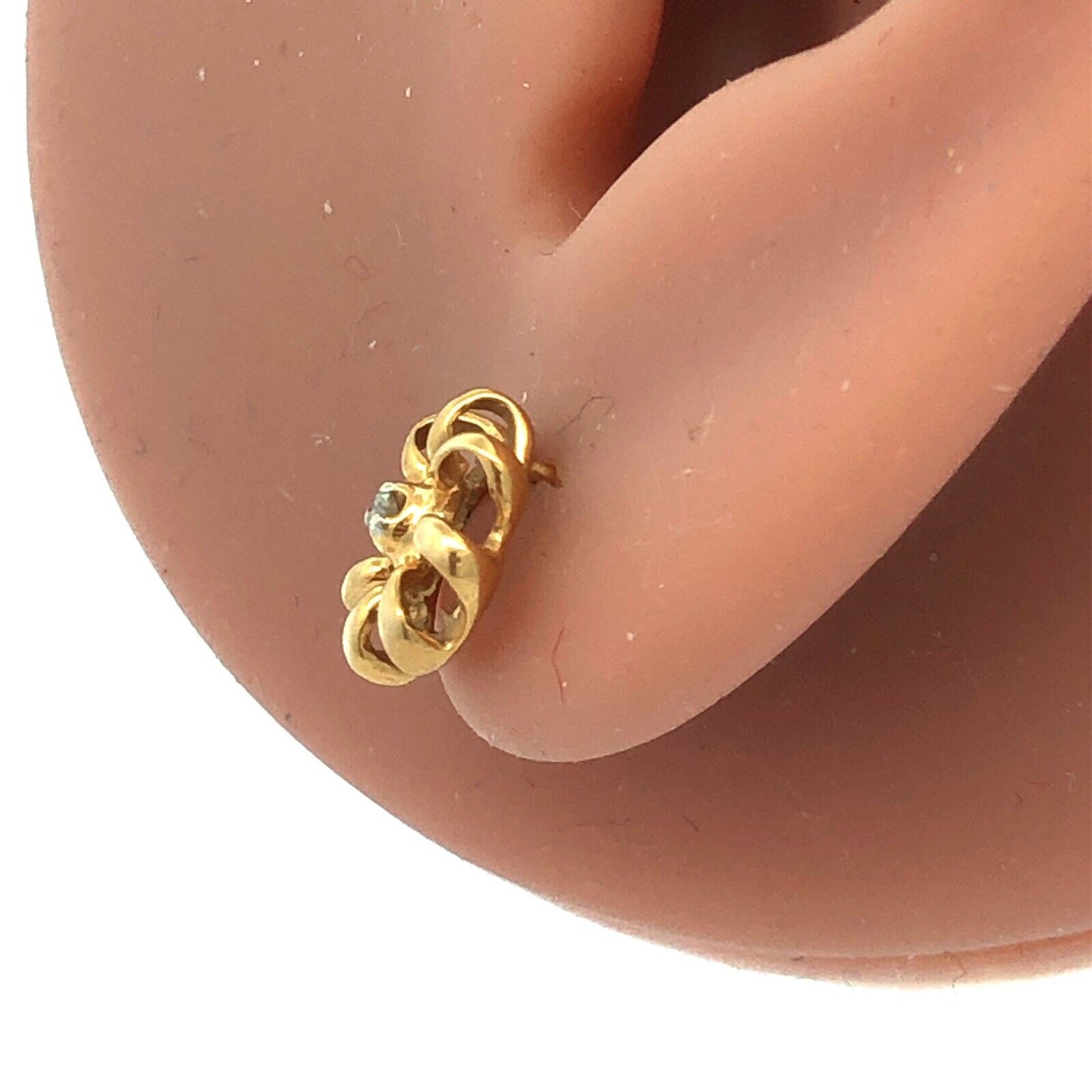 Designer 14K Yellow Gold Diamond Accented Floral Stud Earrings