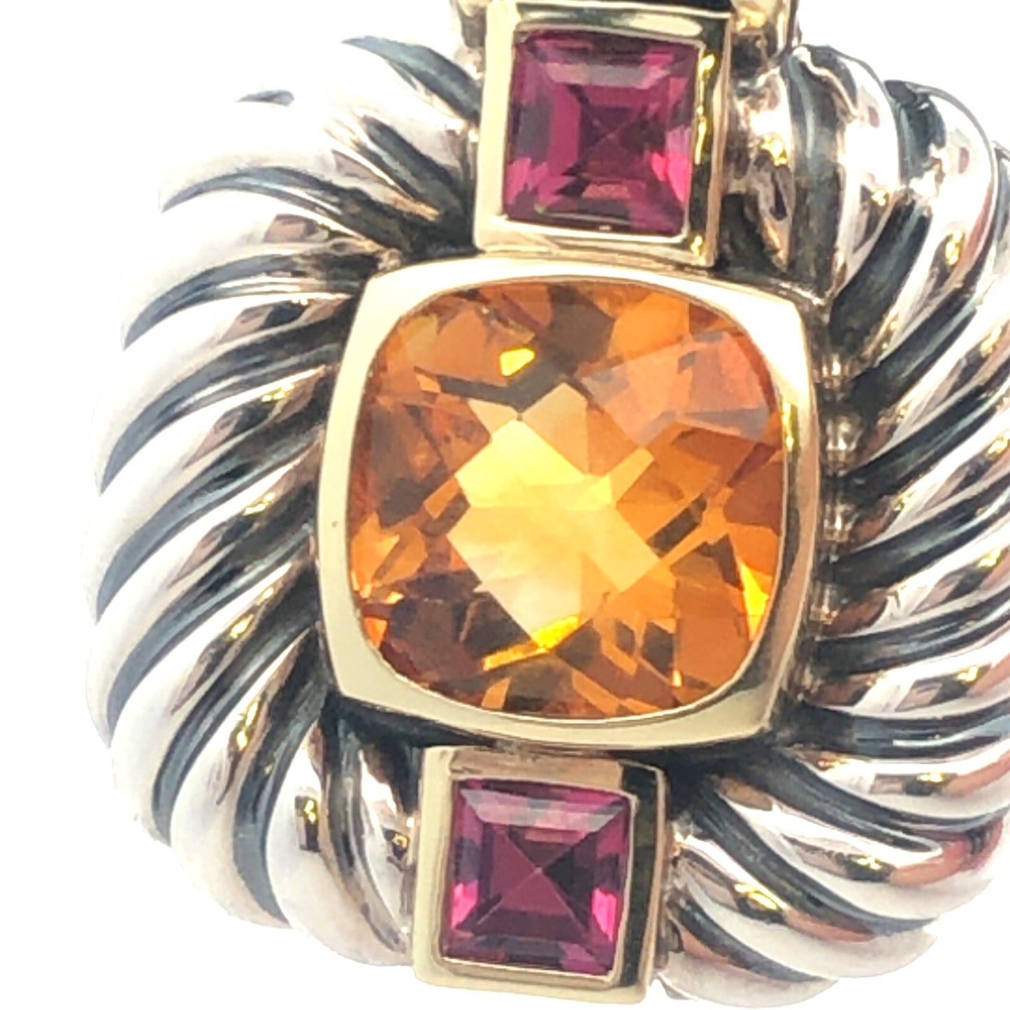 David Yurman 925 Sterling 14K Yellow Gold Citrine Tourmaline Enhancer Pendant