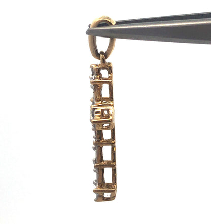 Gorgeous 10k Yellow Gold Multi-Cut Diamond Religious Faith Cross Dangle Pendant