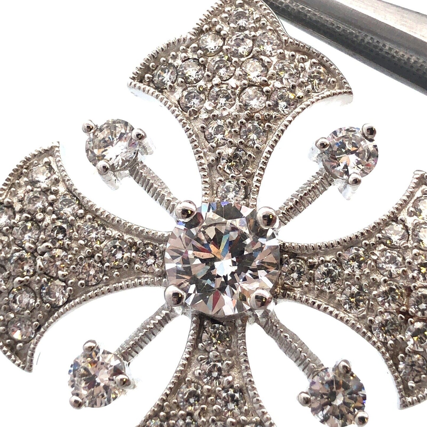 Joseph Esposito ESPO 925 Sterling Silver CZ Cross Star Magnetic Enhancer Pendant