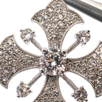 Joseph Esposito ESPO 925 Sterling Silver CZ Cross Star Magnetic Enhancer Pendant