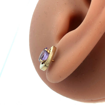 Vintage Stunning 10k Yellow Gold Pear Cut Amethyst Tear Drop Stud Earrings