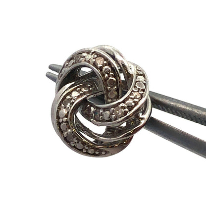 Designer 925 Sterling Silver Round Diamond Knot Stud Earrings