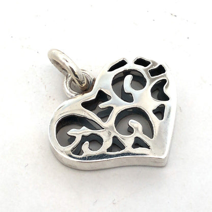 925 Sterling Silver Cut Out 3D Modernist Heart Pendant