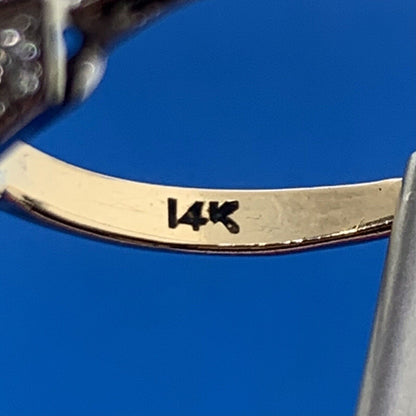 Vintage 14K Yellow White Gold Miner's Cut Diamond Trio w/Accents Cocktail Ring