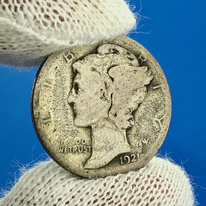 1921 P United States 90% Silver Mercury Dime Key Date Scarce Philadelphia Coin