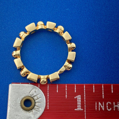 Vintage 18k Yellow Gold 750 Square Cut Blue Sapphire Band Ring Size 6