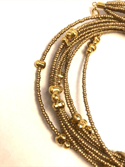 Joan Rivers Gold Tone Beaded 10-Strand Metal Disc Statement Necklace