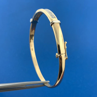 Designer 14K Yellow Gold Princess Channel Set Diamond Hinged Bangle Bracelet