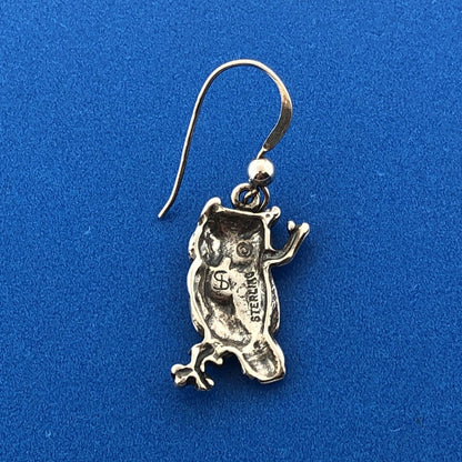 Stunning Sterling Silver 925 Detailed Night Owl Bird Dangle Hook Earring
