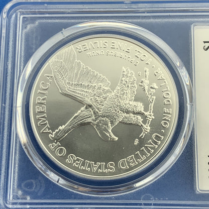 2021 Silver Eagle 999 Fine Silver PCGS MS 70 Type 2 First Strike Emily Damastra
