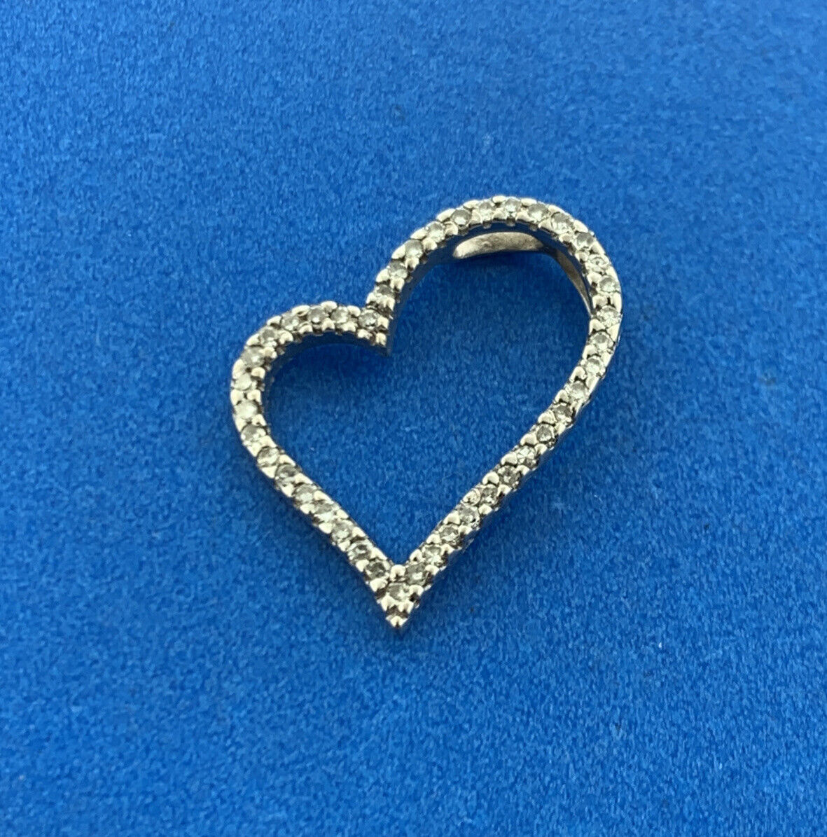 Designer 14K White Gold Diamond Modernist Heart Love Promise Bridal Pendant