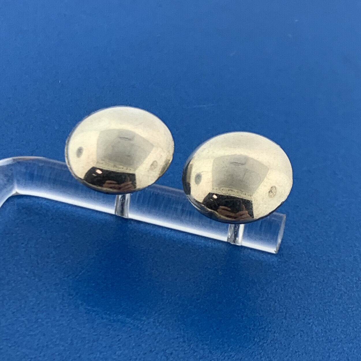 Estate 925 Sterling Silver Modernist Polished 3D Button Disc Stud Earrings