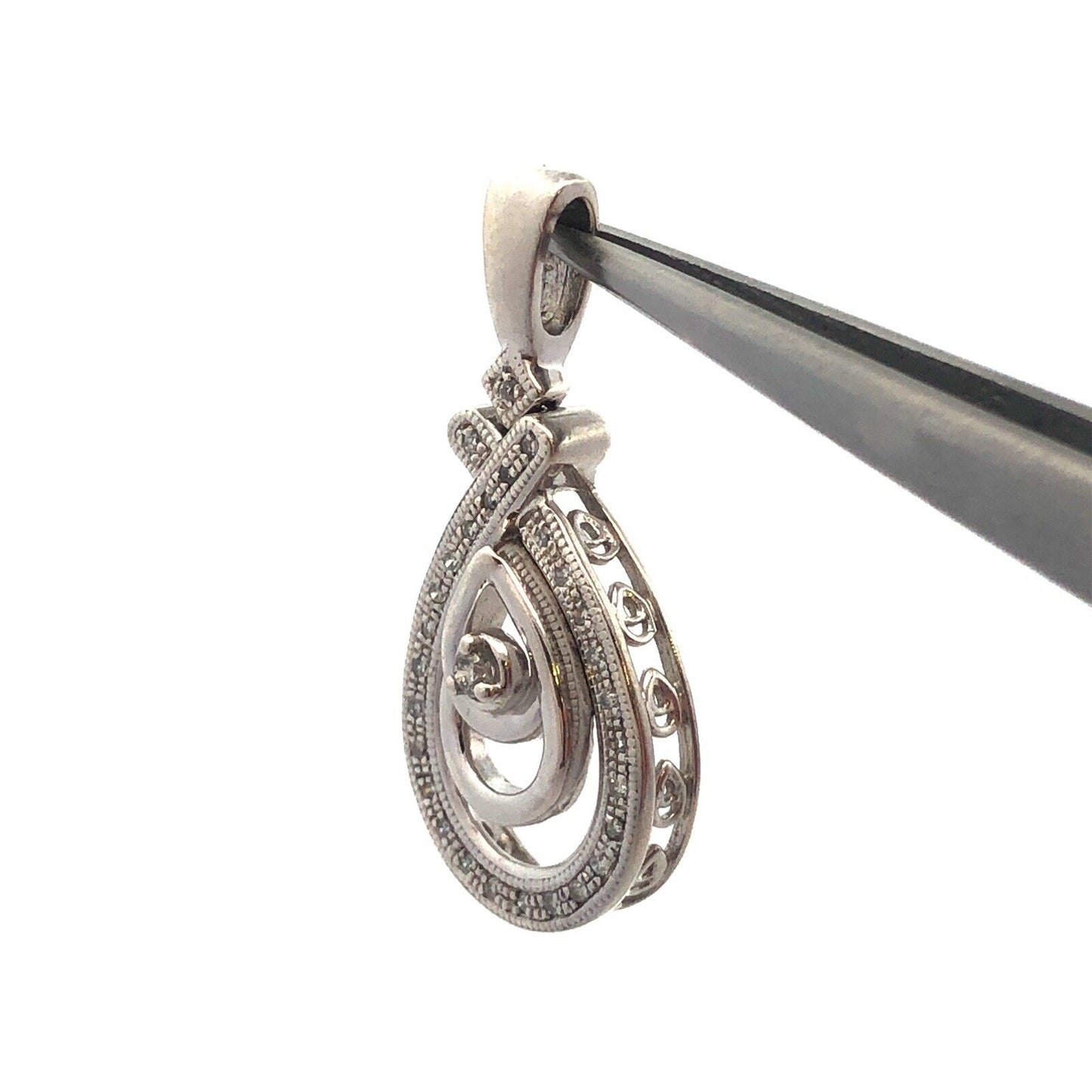 Designer KSJ 925 Sterling Silver Round Diamond Oval Occasion Anniversary Pendant