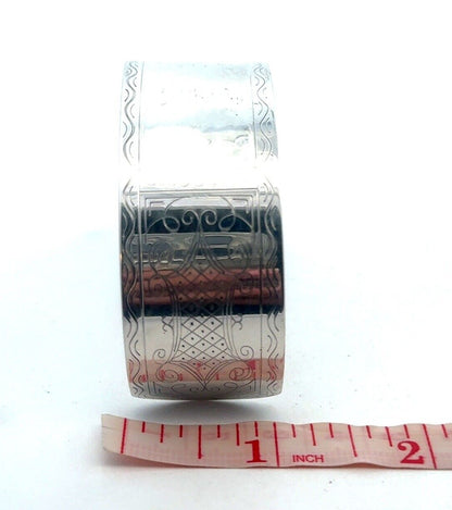 New Orleans Silversmiths Sterling Silver Etched Engravable Open Cuff Bracelet