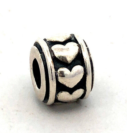Designer CHAMILIA B 925 Sterling Silver Heart Love Valentines Bead Slide Charm