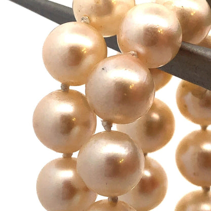 Estate 14K Yellow Gold Sapphire Diamond Pearl Double Strand Beaded Bracelet