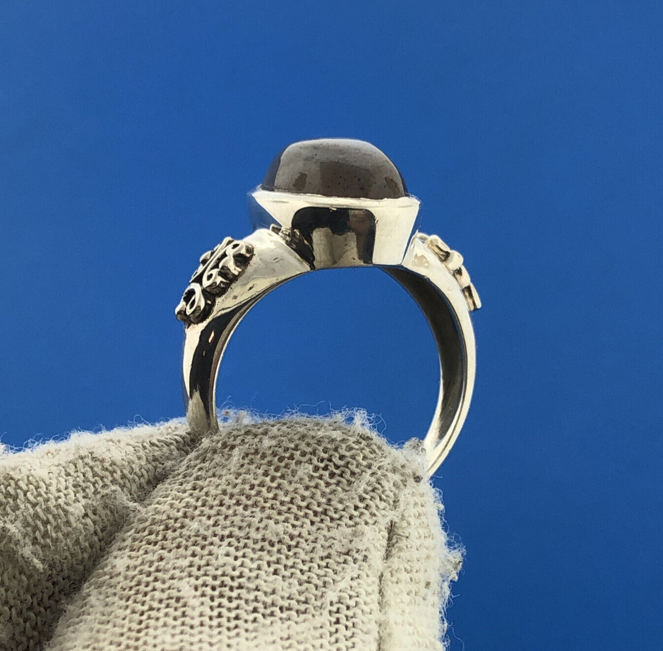 Designer D Paulus DP Sterling Silver Rainbow Moonstone Statement Cocktail Ring