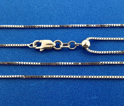 Designer RCI Turkey 14K White Gold Lariat Slide Style Box Chain Necklace