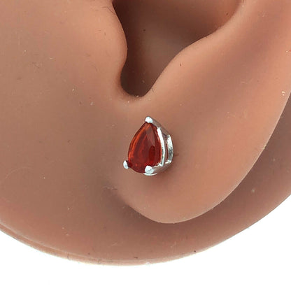 925 Sterling Silver Pear Cut Orange Cubic Zirconia CZ Stud Earrings