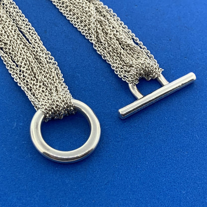 Authentic Tiffany & Co Heart Ornament Mesh Chain Twenty Strand Toggle Necklace
