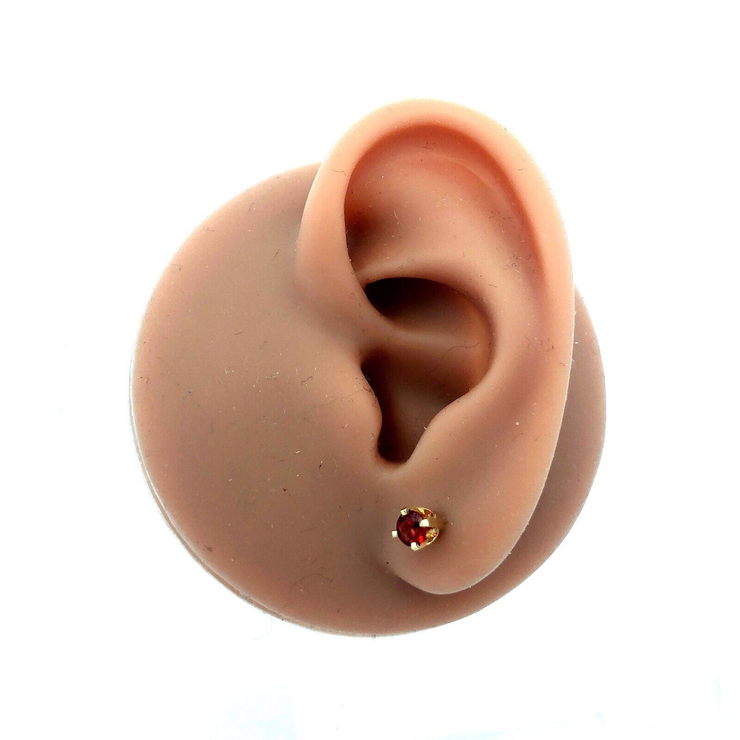 14K Yellow Gold Round Garnet January Anniversary Solitaire Stud Earrings