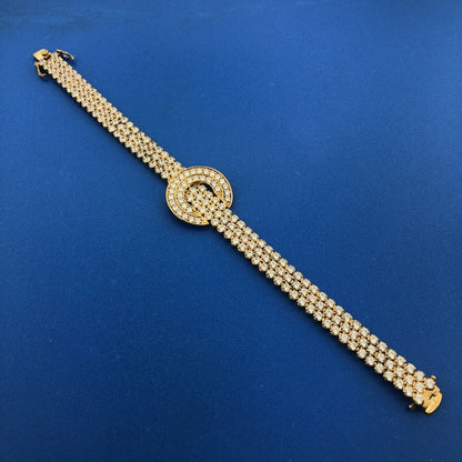 Stunning 925 Sterling Silver Vermeil Cubic Zirconia CZ Statement Tennis Bracelet