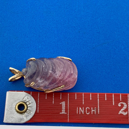 Artisan 14K Yellow Gold Carved Pink Tourmaline Self Love Chakra Amulet Pendant