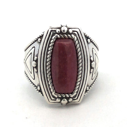 Native American 925 Sterling Silver Pink Jasper Heart Chakra Chunky Ring