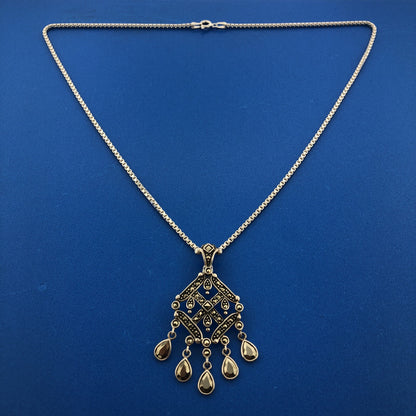 Marcasite Sterling Silver 925 Art Deco Style Dangle Pendant Enhancer Necklace