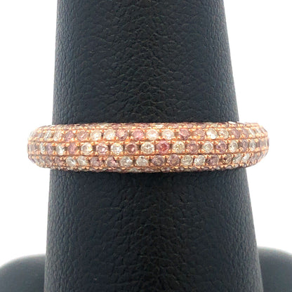 14K White Gold White Champagne Diamond Anniversary Wedding Bridal Band Ring