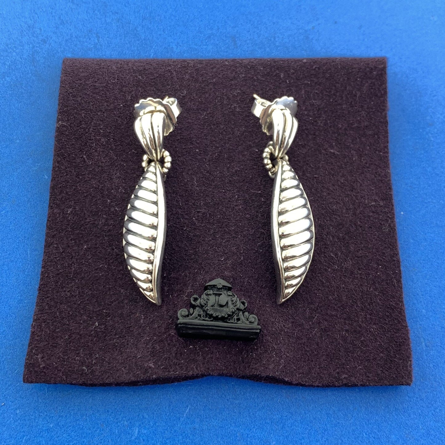 Lagos 925 Sterling Silver Leaves Collection Dangle Drop Statement Earrings