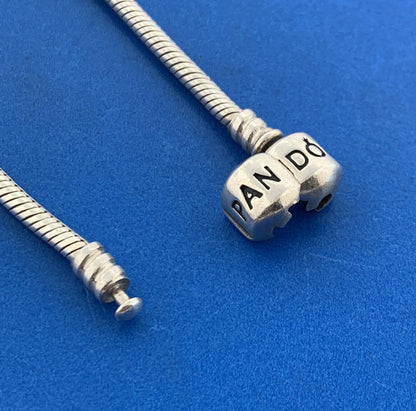 Authentic Pandora 925 Sterling Silver Signature Barrel Clasp Bracelet 590702