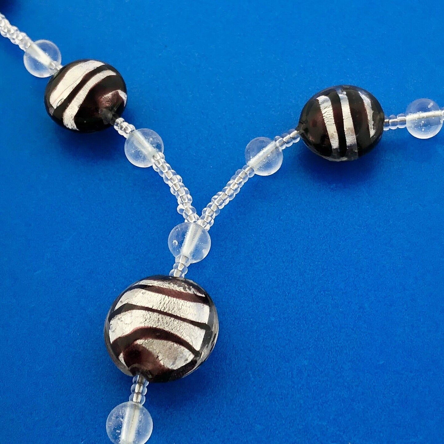 Designer Antica Murrina Venezia Purple White Striped Glass Earring Necklace Set