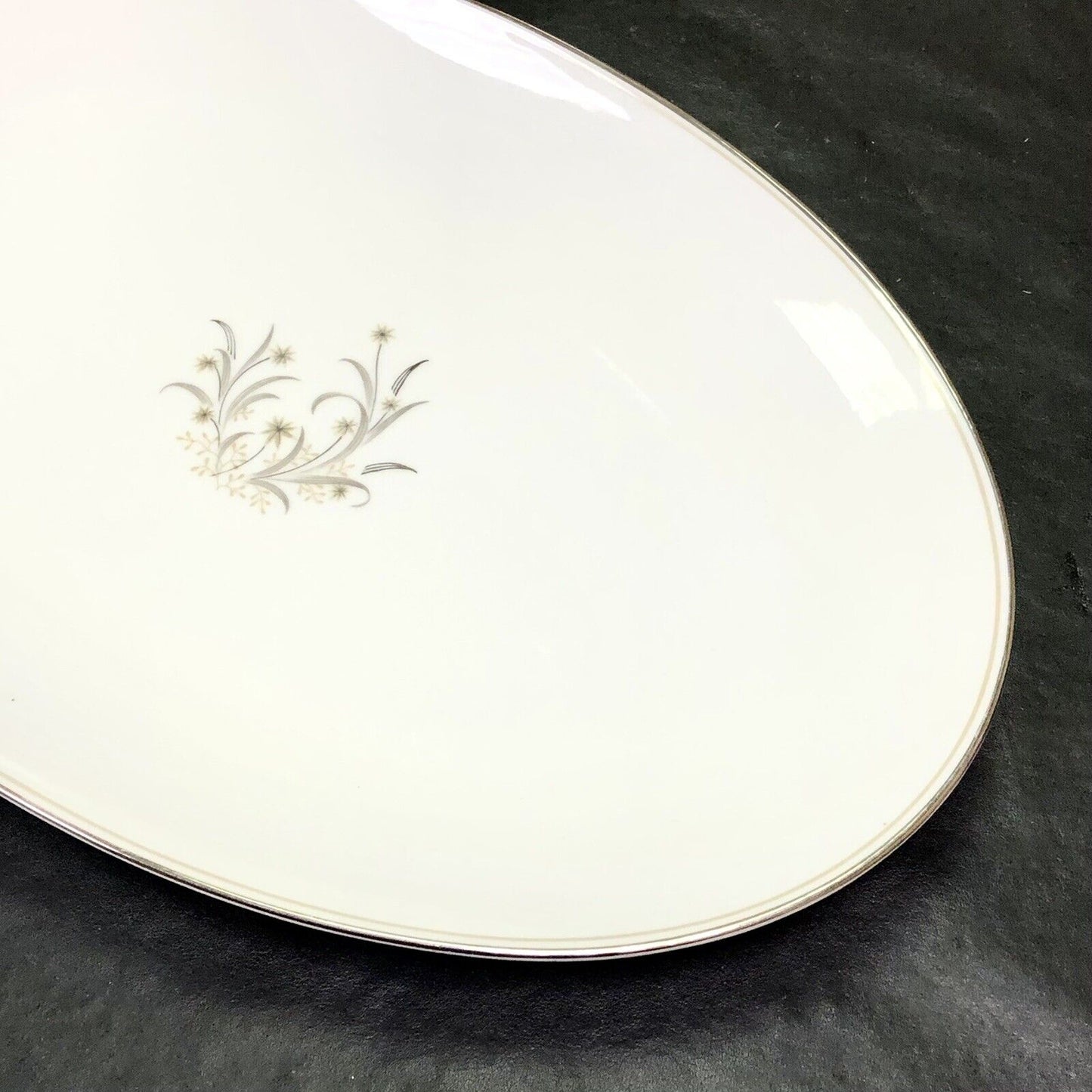 Retired Noritake Ardis China 14" Platinum Tab Collectible Oval Serving Platter