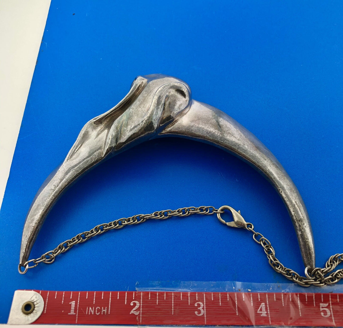 925 Sterling Silver Modernist Wave Figural Statement Choker Necklace