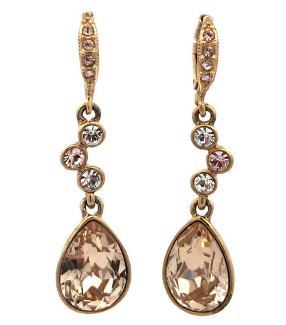 Givenchy Gold Tone Cubic Zirconia CZ Leverback Drop Dangle Statement Earrings