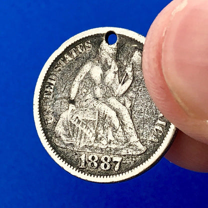 1887 Seated Liberty Silver Dime Love Token Coin Initials