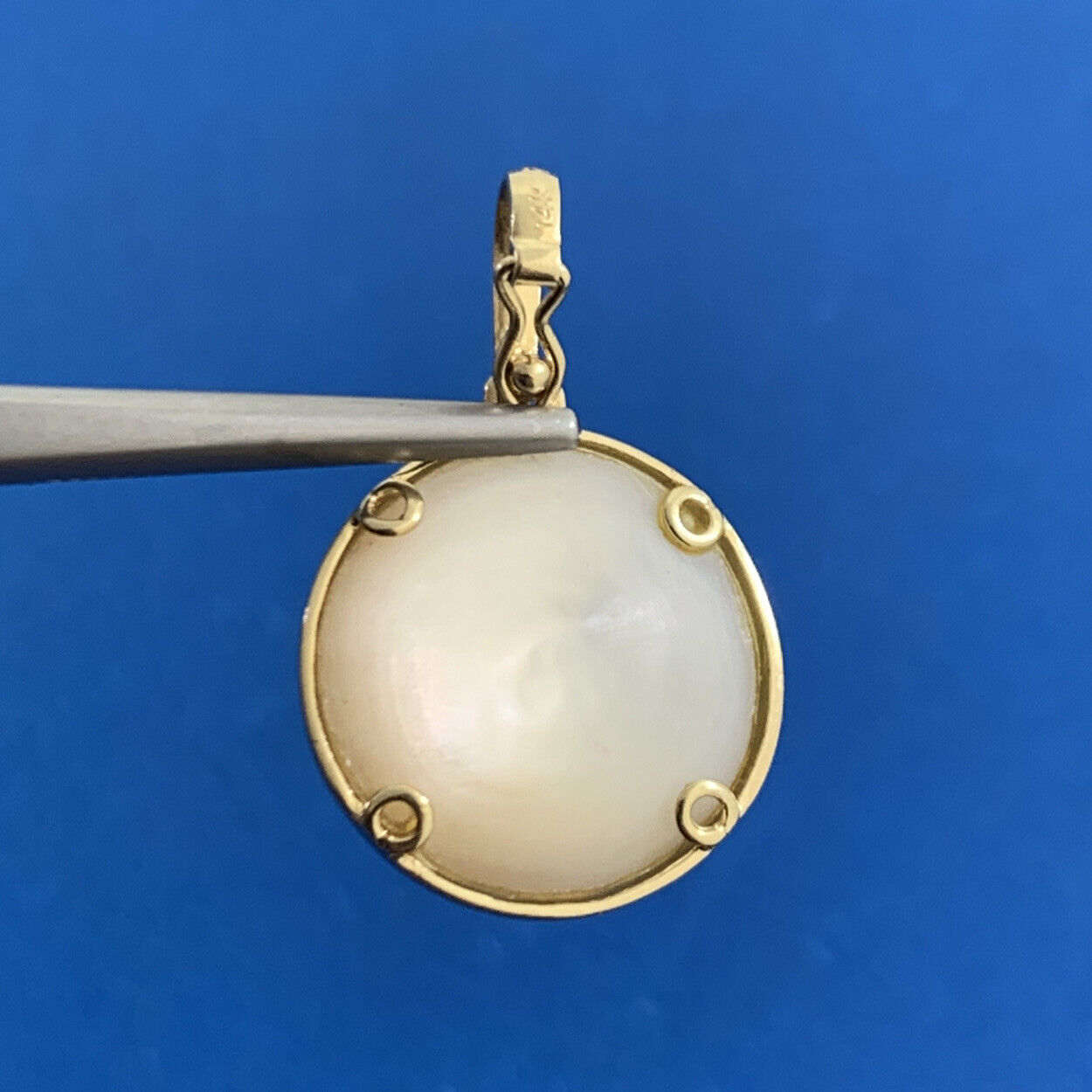 Designer JYES 14K Yellow Gold Mabe Pearl Enhancer Pendant